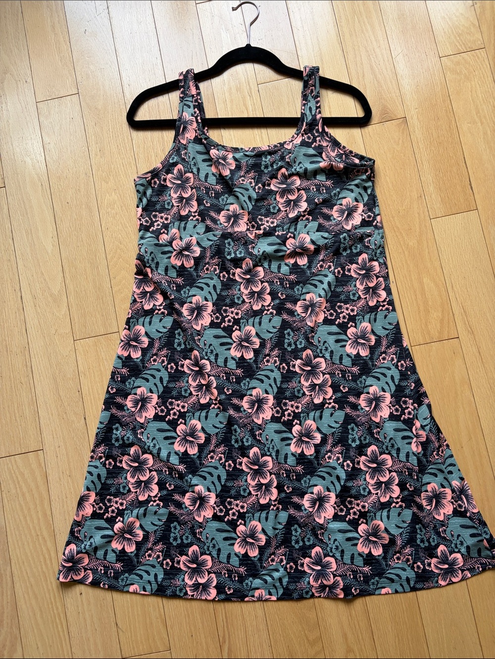 Columbia Floral Tank Mini Dress in Pink & Teal